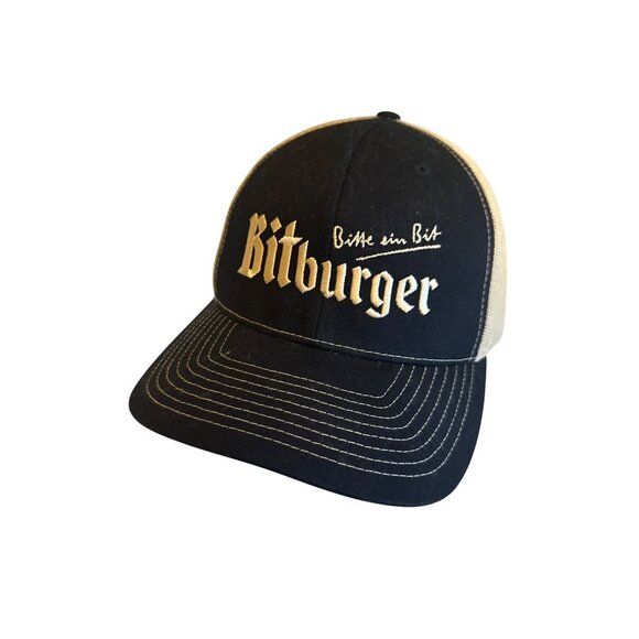 Bitburger Bitte Ein Bit Richardson Trucker Hat Mesh Back Black Snapback Cap - Picture 1 of 5